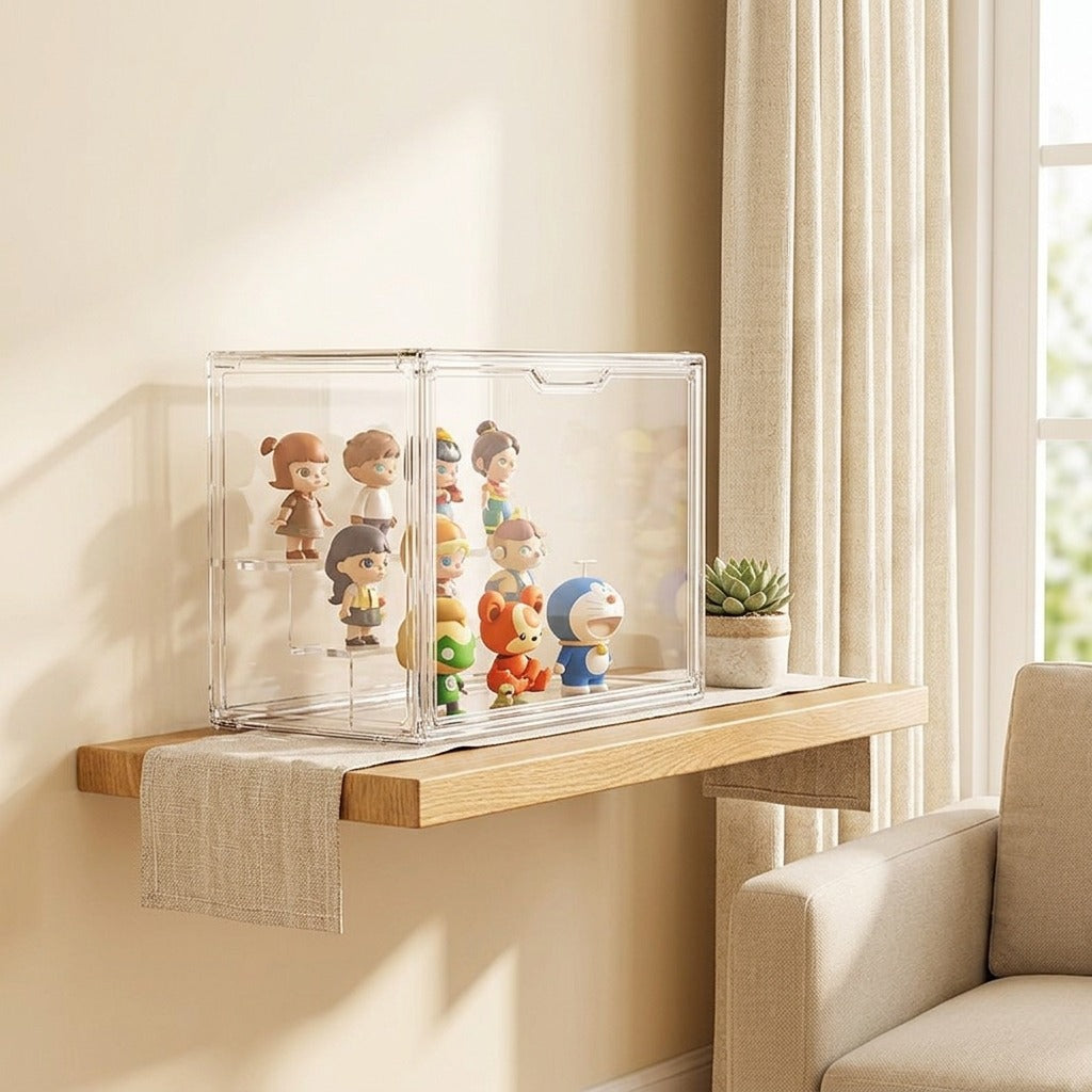 Toyvista™ PET Figure Display Box in a calm home setting