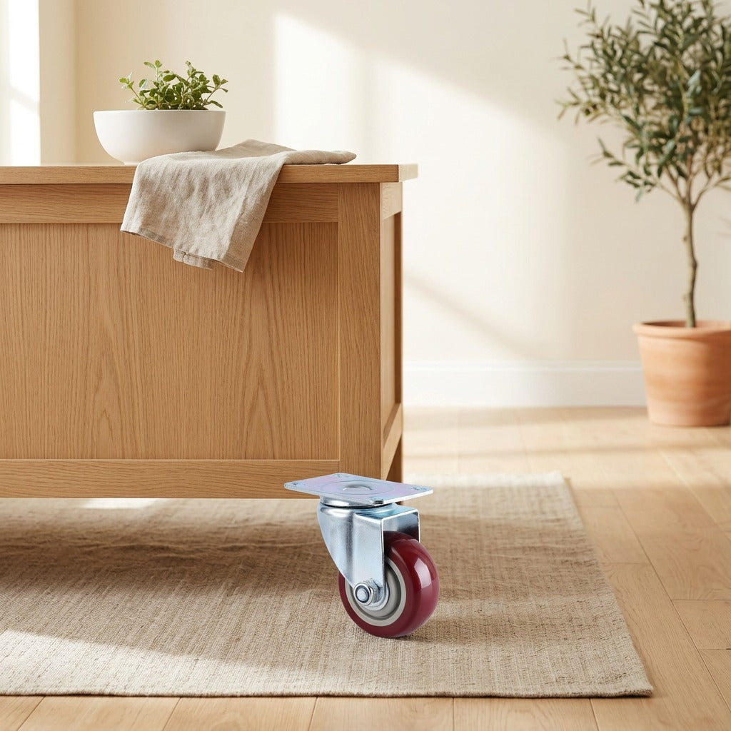 Stoproll™ Polyurethane Caster Wheel With Brake in a calm home setting