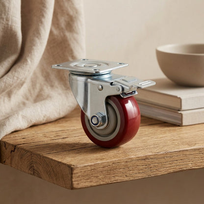 Stoproll™ Polyurethane Caster Wheel With Brake, styled close view