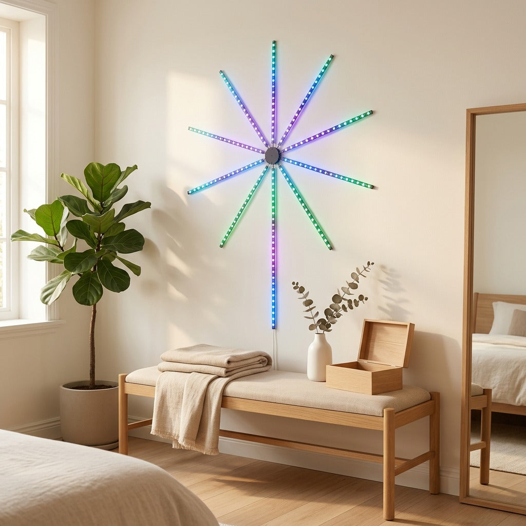 Sparkburst™ Bluetooth Fireworks LED Lights in a calm home setting