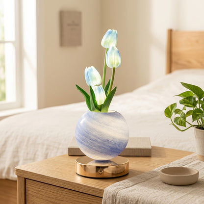 Tuliplume™ Tulip Flower Table Lamp in a calm home setting