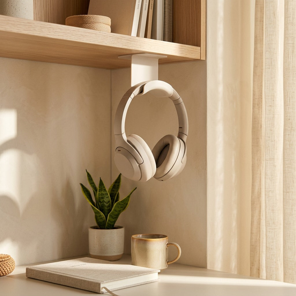 Headrest™ Silicone Headphone Stand in a calm home setting