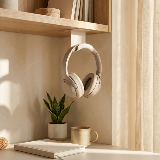 Headrest™ Silicone Headphone Stand in a calm home setting