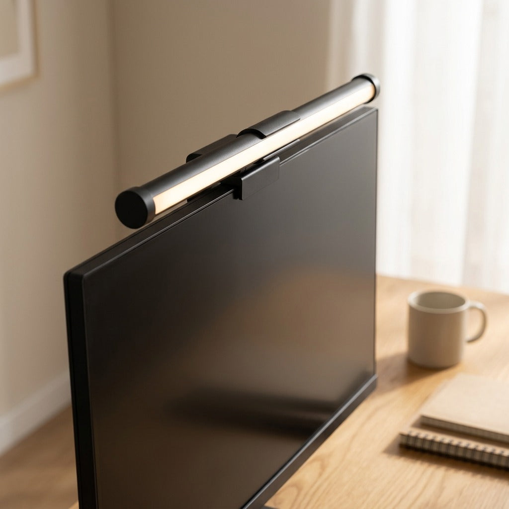Monitorbeam™ Monitor Hanging LED Desk Lamp, styled close view