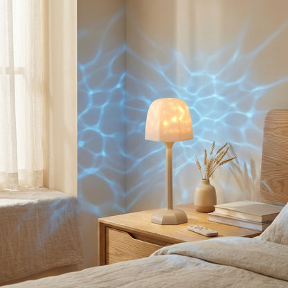 Watersheen™ Water Ripple Table Lamp With Remote in a calm home setting