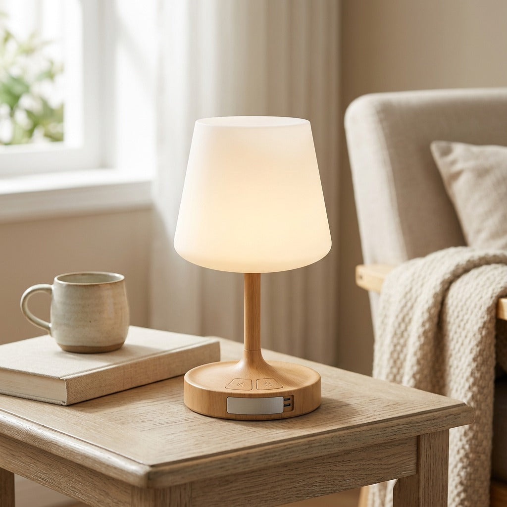 Wineglow™ Wine Glass Table Lamp With Touch Switch, styled close view