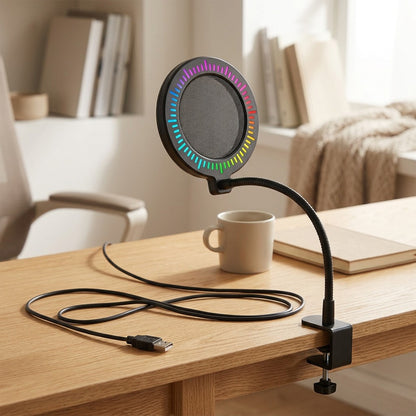 Popquiet™ Black Microphone Pop Filter, styled close view