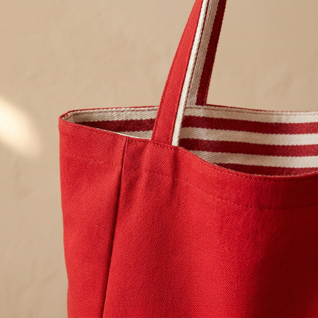 Totesail™ Cotton Linen Canvas Shopping Tote Bag, material and detail close-up