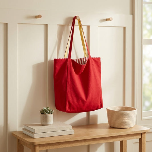 Totesail™ Cotton Linen Canvas Shopping Tote Bag in a calm home setting
