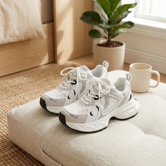 Lightmesh™ Lightweight Mesh Running Shoes for Women in a calm home setting