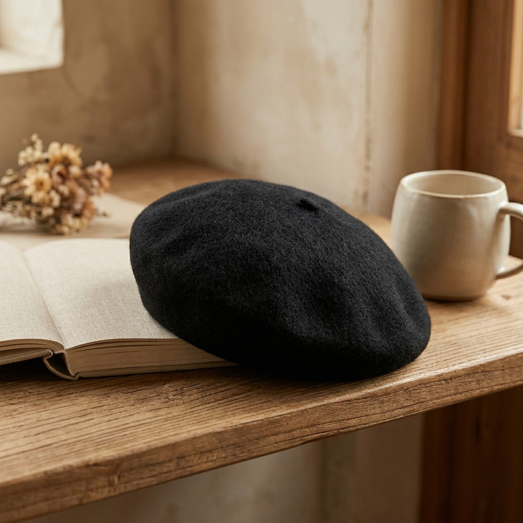 Softdome™ Acrylic Dome Beret Hat, styled close view