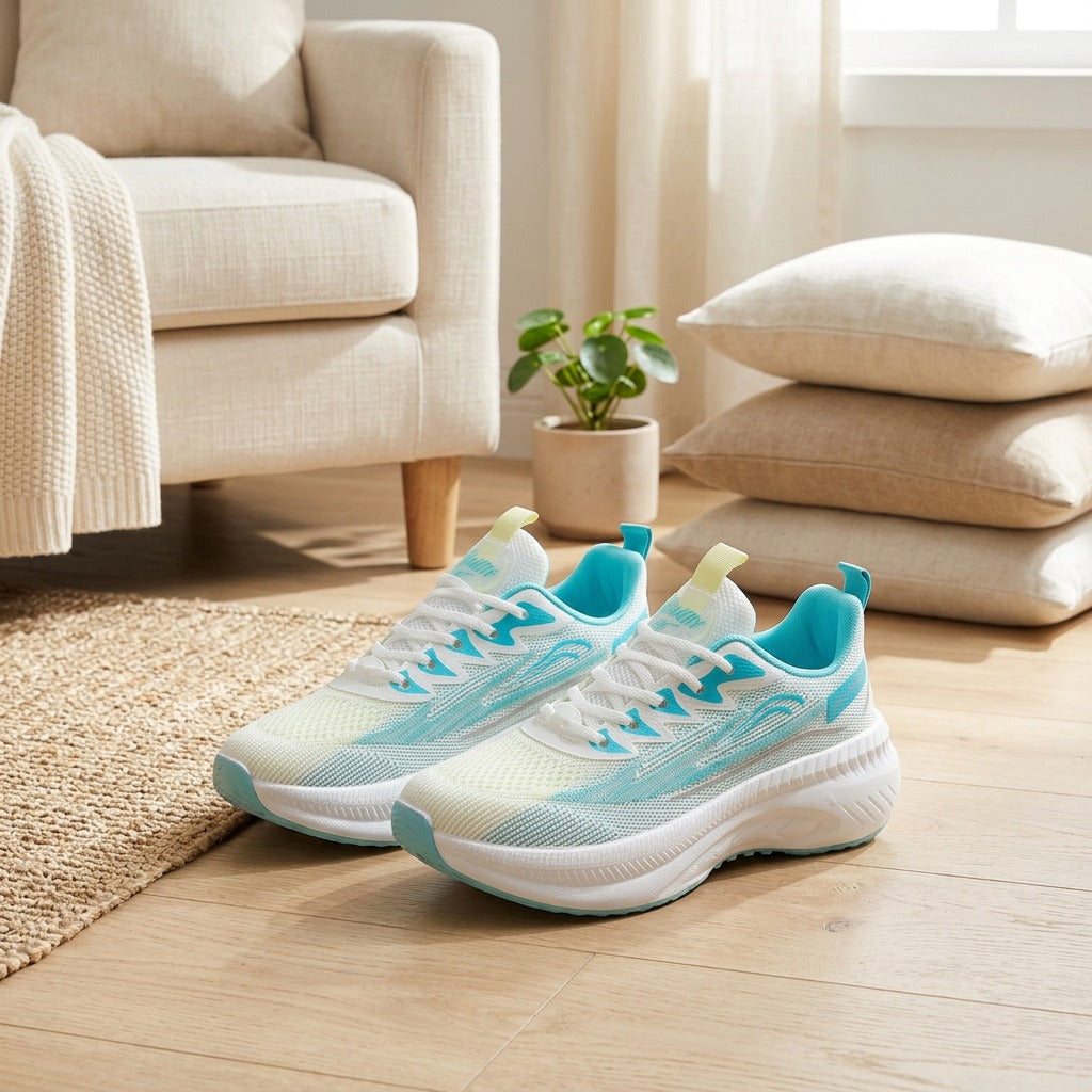 Weftpace™ Women's Fabric Running Shoes in a calm home setting