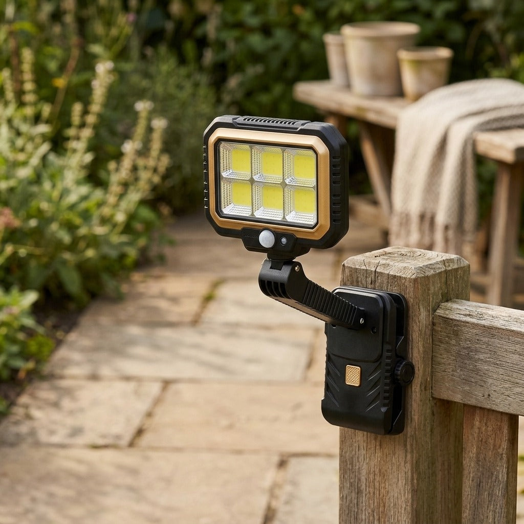 Clipflare™ Solar Clip-On Garden Floodlight, styled close view