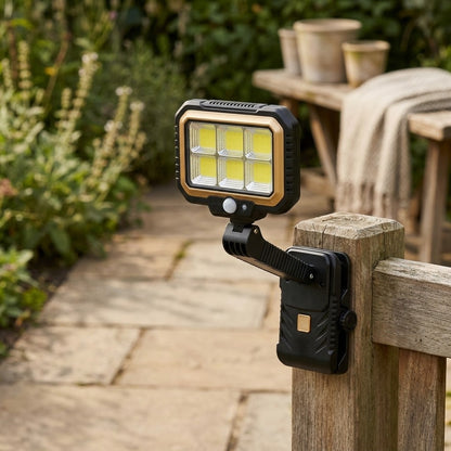 Clipflare™ Solar Clip-On Garden Floodlight, styled close view