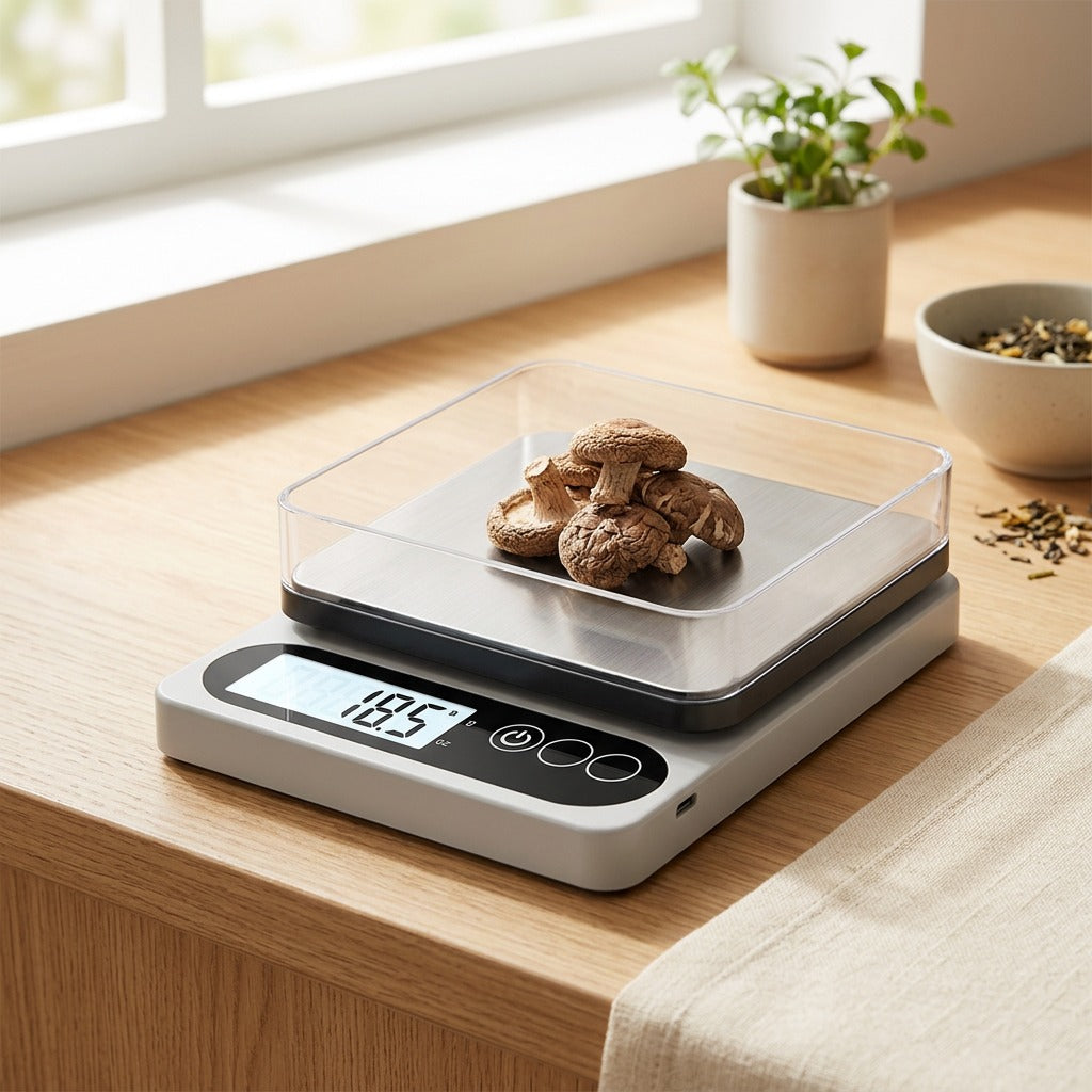 Dishgram™ Kitchen Electronic Food Scale in a calm home setting