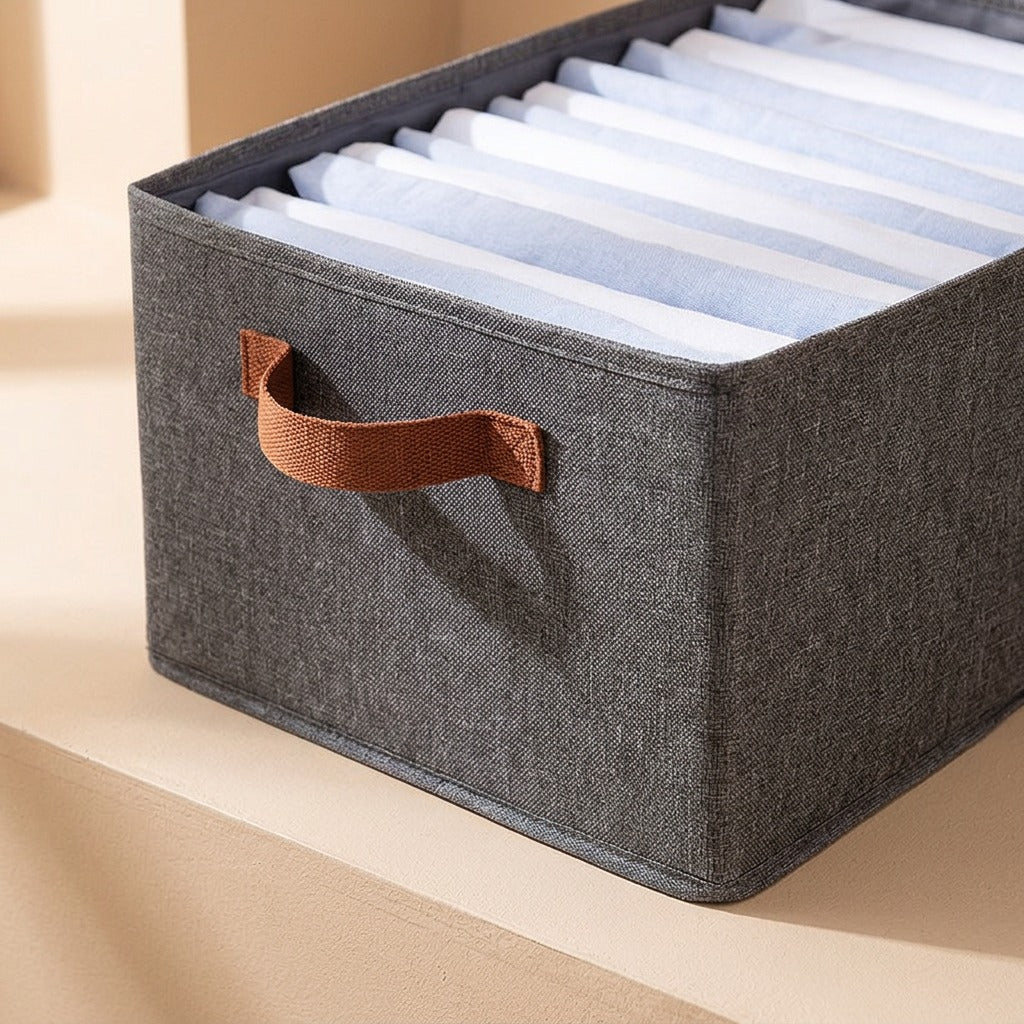 Clothfold™ Foldable Fabric Clothing Storage Box, material and detail close-up