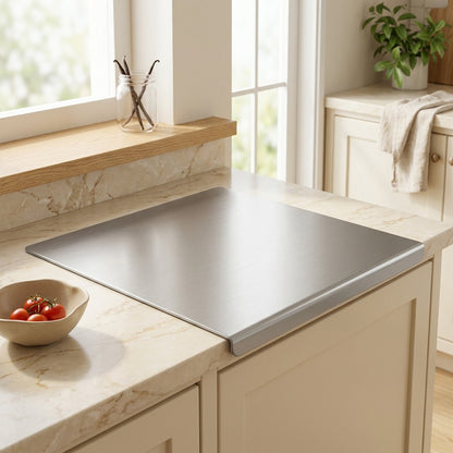 Prepplate™ Stainless Steel Cutting Board Panel in a calm home setting