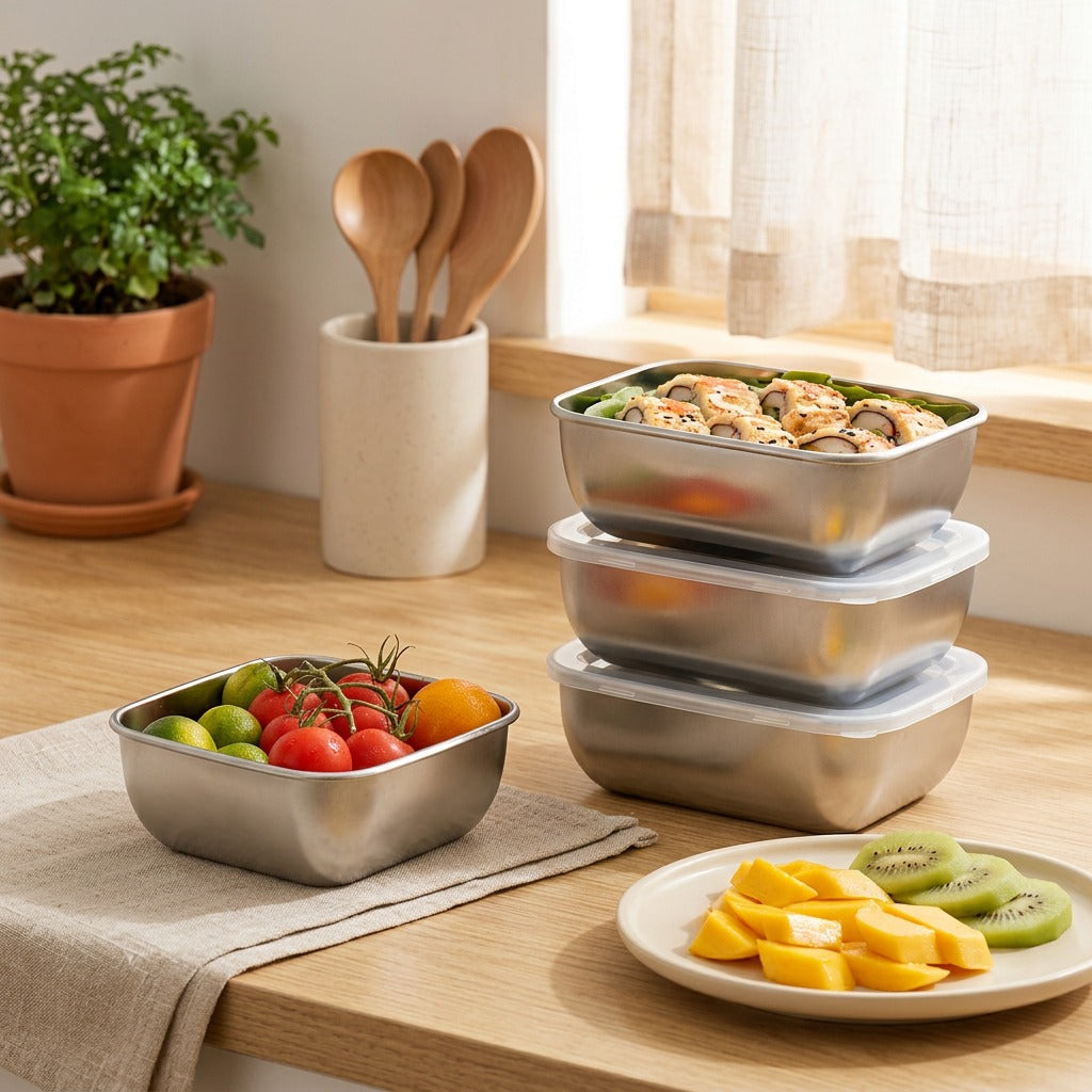 Mealbright™ 304 Stainless Steel Lunch Box in a calm home setting