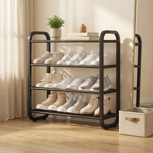 Tierstep™ Plastic Multilayer Shoe Rack in a calm home setting
