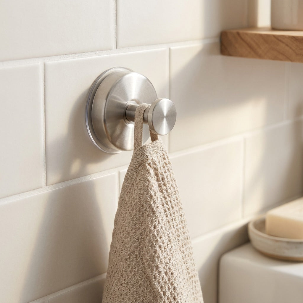 Steelgrip™ Stainless Steel Suction Cup Hook, styled close view