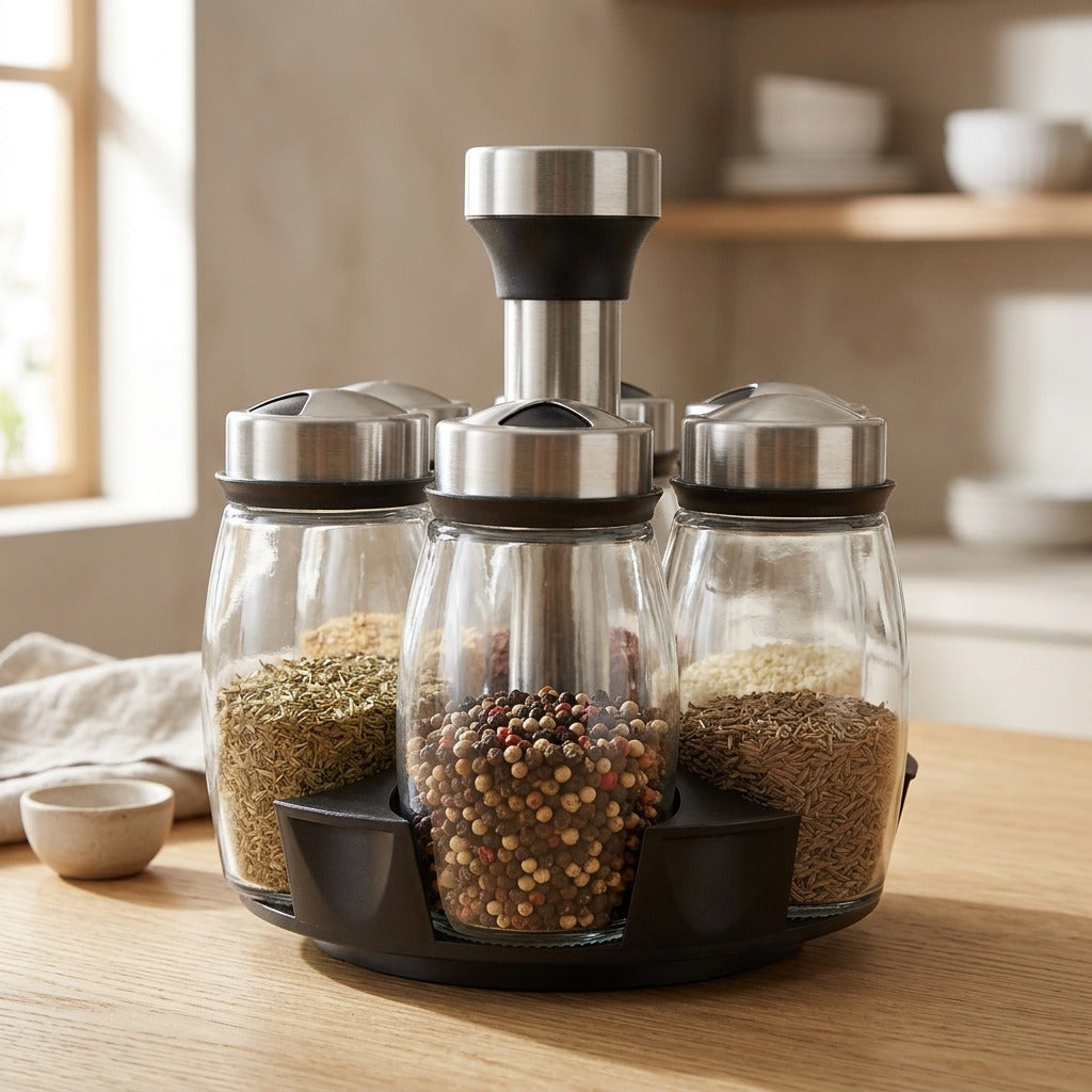 Seasonduo™ Glass Seasoning Bottle Set, styled close view