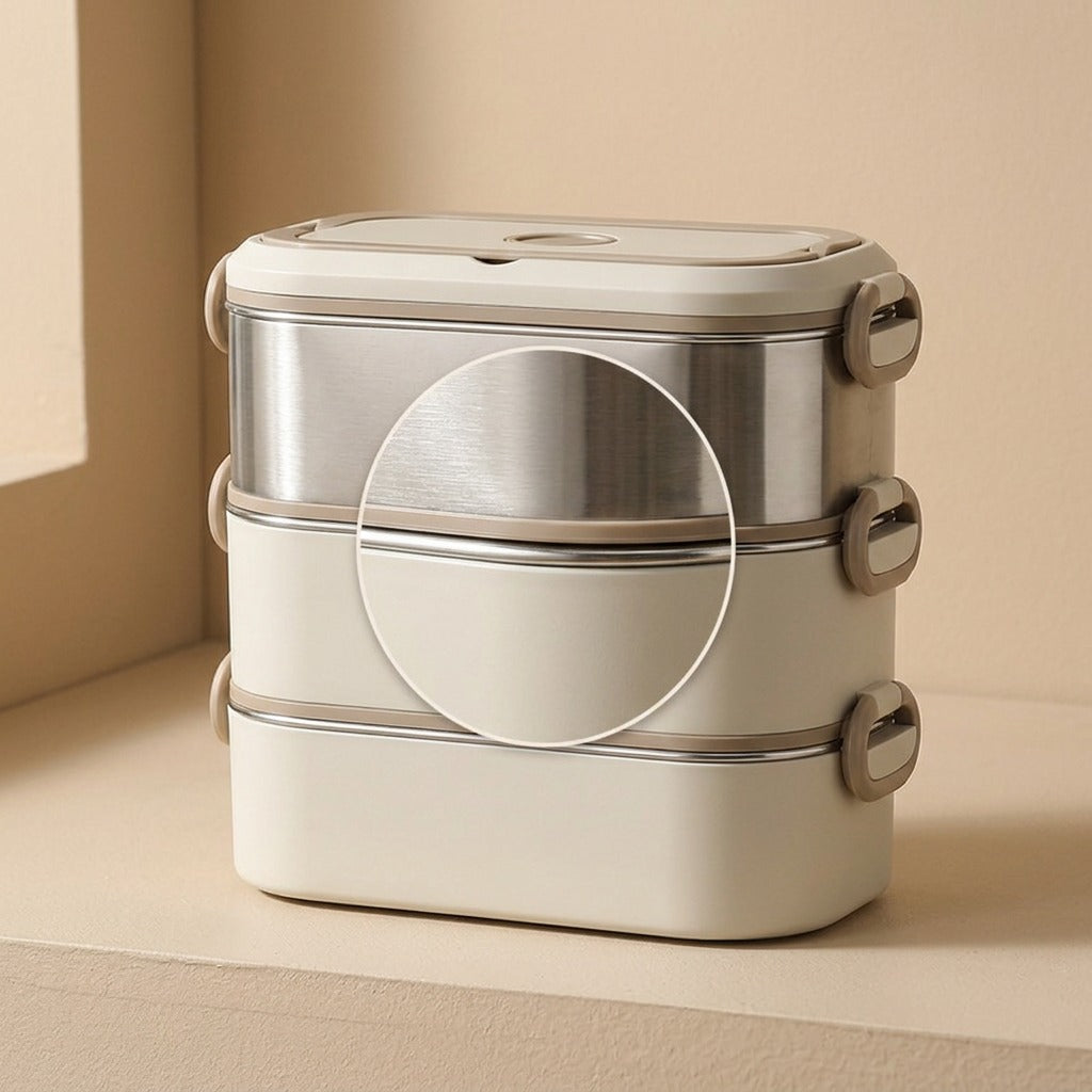 Bentokeep™ Stainless Steel Bento Lunch Box, material and detail close-up