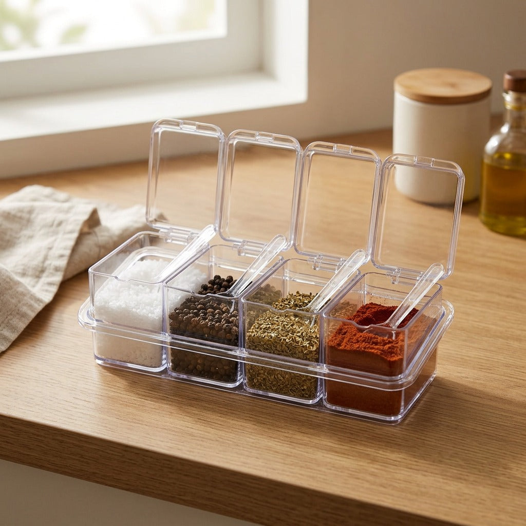 Seasonpeek™ Transparent Plastic Seasoning Box, styled close view