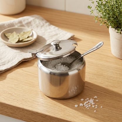 Spiceseal™ Stainless Steel Seasoning Jar With Lid in a calm home setting