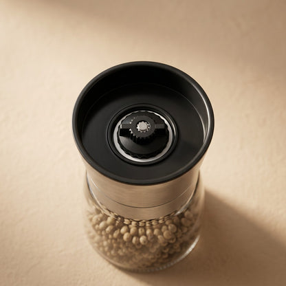 Pepperturn™ Glass Pepper Grinder Bottle, material and detail close-up