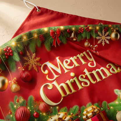 Yulecloth™ Christmas Cartoon Party Backdrop Cloth, material and detail close-up