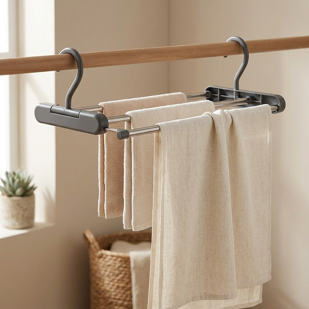Dryslide™ Retractable Clothes Drying Rack, styled close view