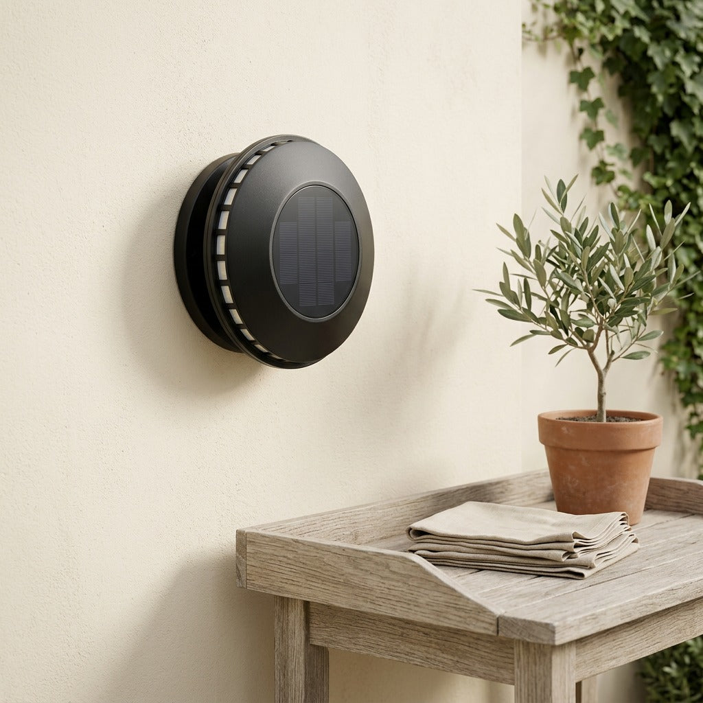 Wallflare™ Solar Outdoor Garden Wall Light in a calm home setting