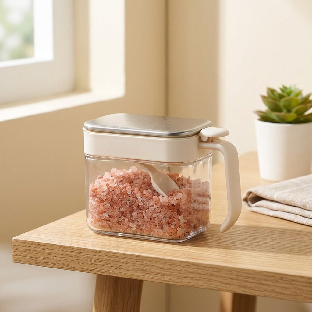Spiceview™ Glass Seasoning Jar in a calm home setting