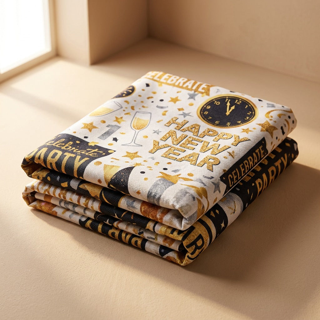 Backdropjoy™ Polyester New Year Backdrop Cloth, material and detail close-up