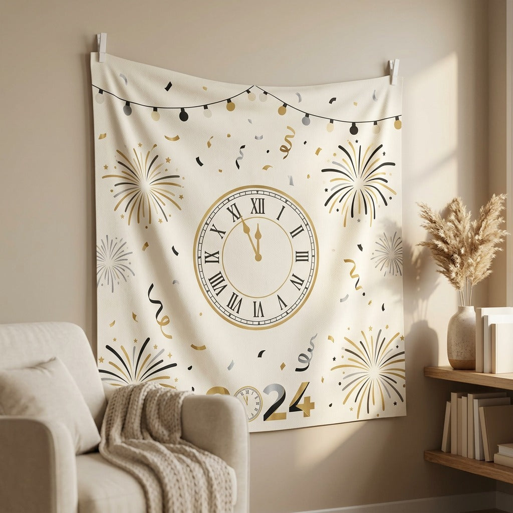 Backdropjoy™ Polyester New Year Backdrop Cloth, styled close view