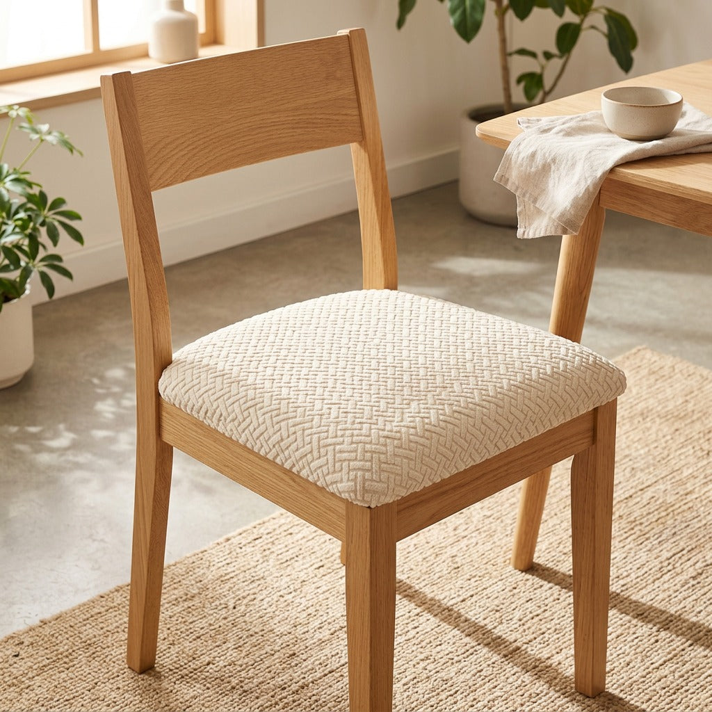Seatloom™ T-Shaped Jacquard Chair Cover in a calm home setting