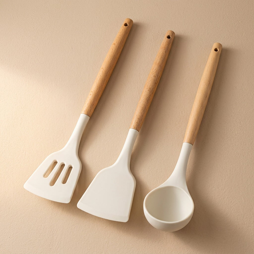 Spoonstir™ Silicone Spatula and Soup Spoon, material and detail close-up
