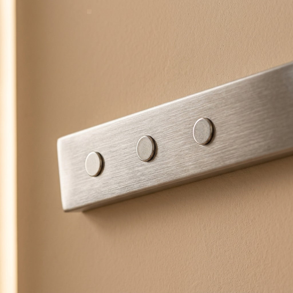 Bladeback™ Stainless Steel Magnetic Knife Holder, material and detail close-up