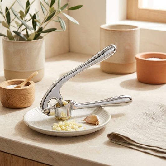 Clovemill™ Zinc Alloy Garlic Press in a calm home setting