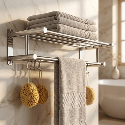 Dryrail™ Stainless Steel Bathroom Towel Rack, styled close view