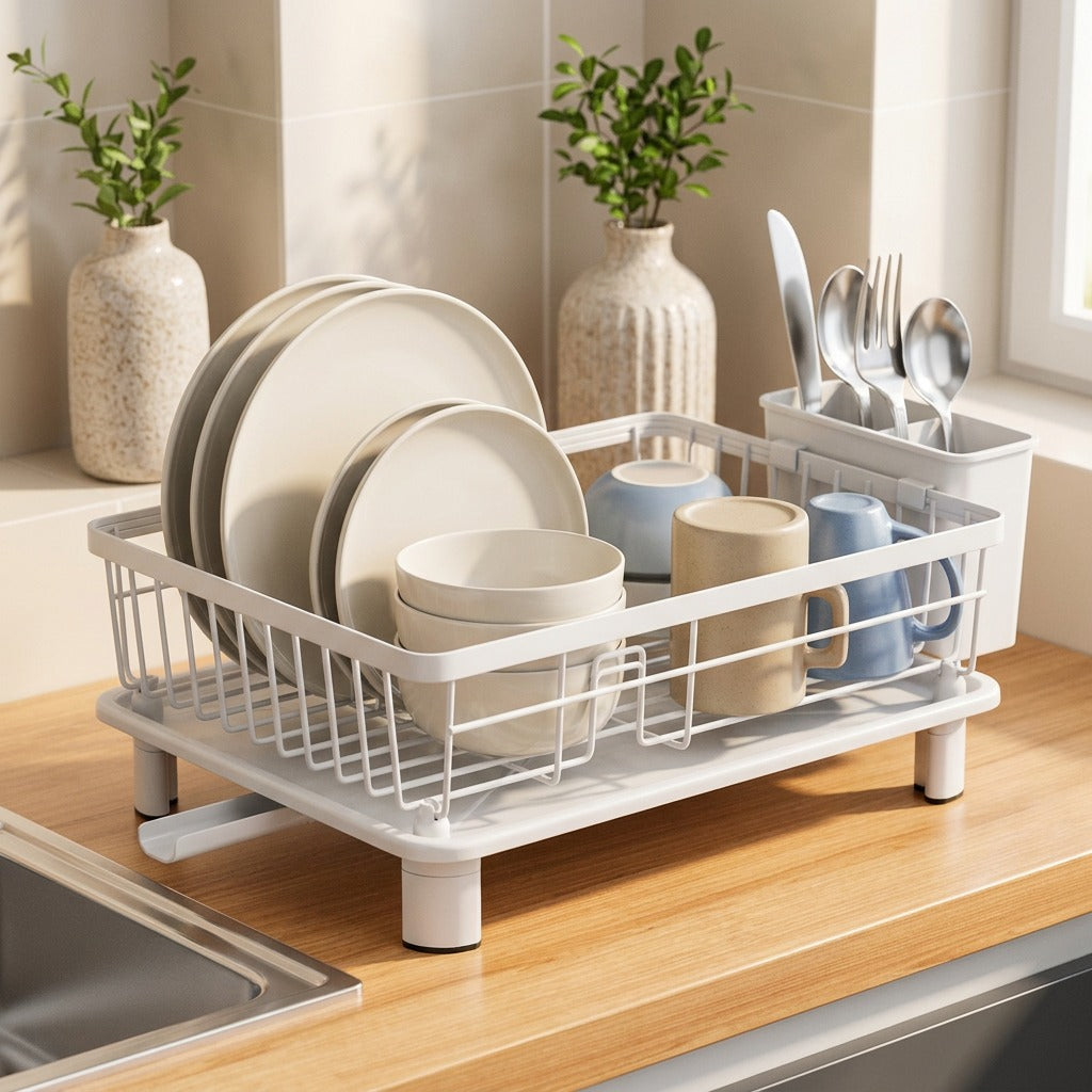 Ironnest™ Small Iron Dish Rack, styled close view