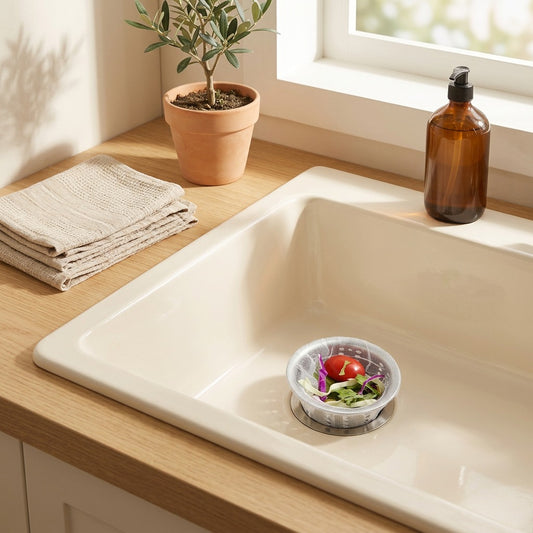 Drainmesh™ Nylon Sink Drain Filter Net in a calm home setting