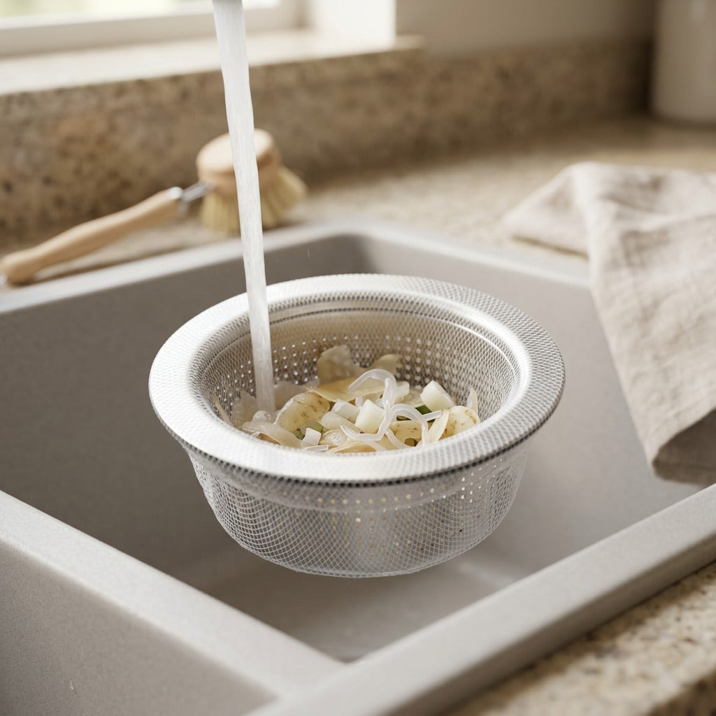 Drainmesh™ Nylon Sink Drain Filter Net, styled close view