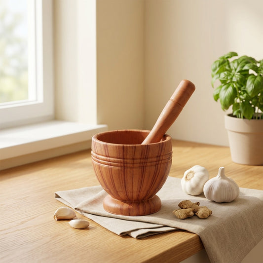 Rootmash™ Plastic Garlic And Ginger Masher in a calm home setting