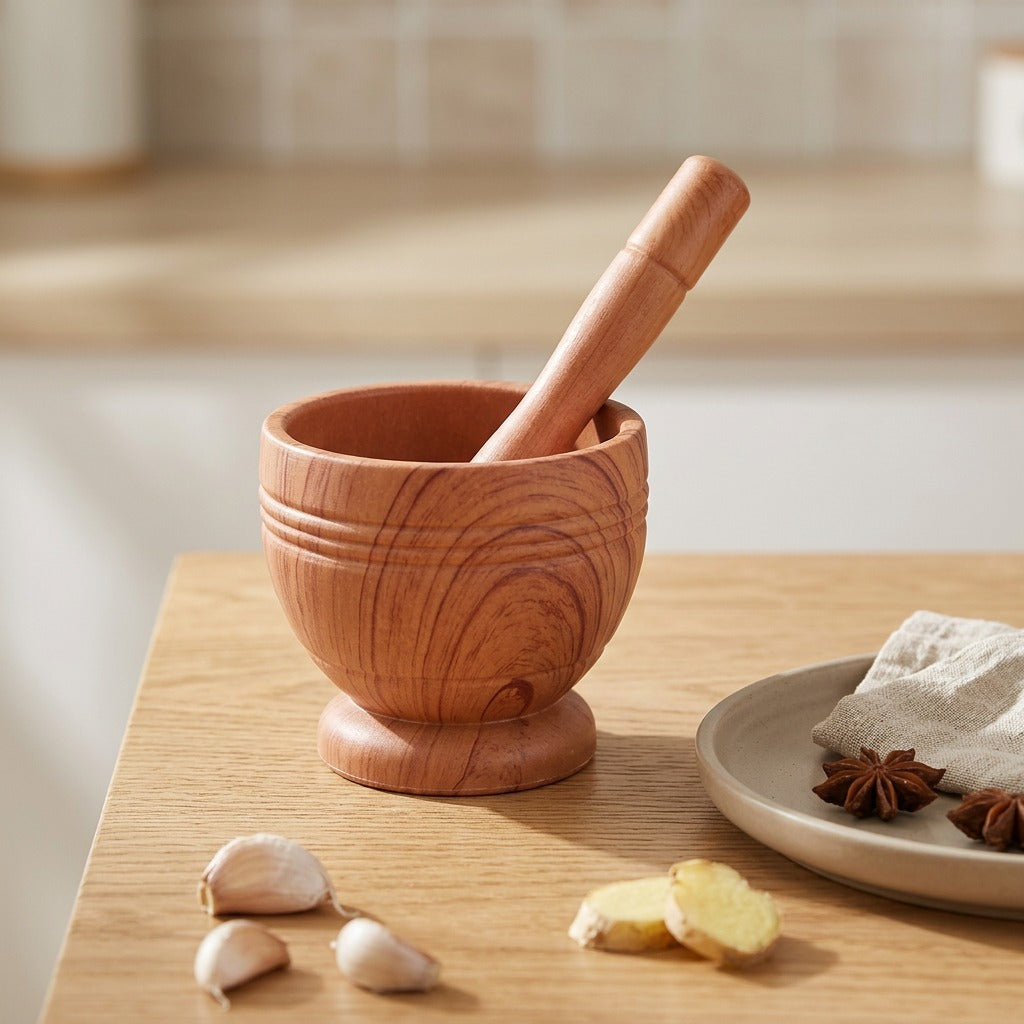 Rootmash™ Plastic Garlic And Ginger Masher, styled close view