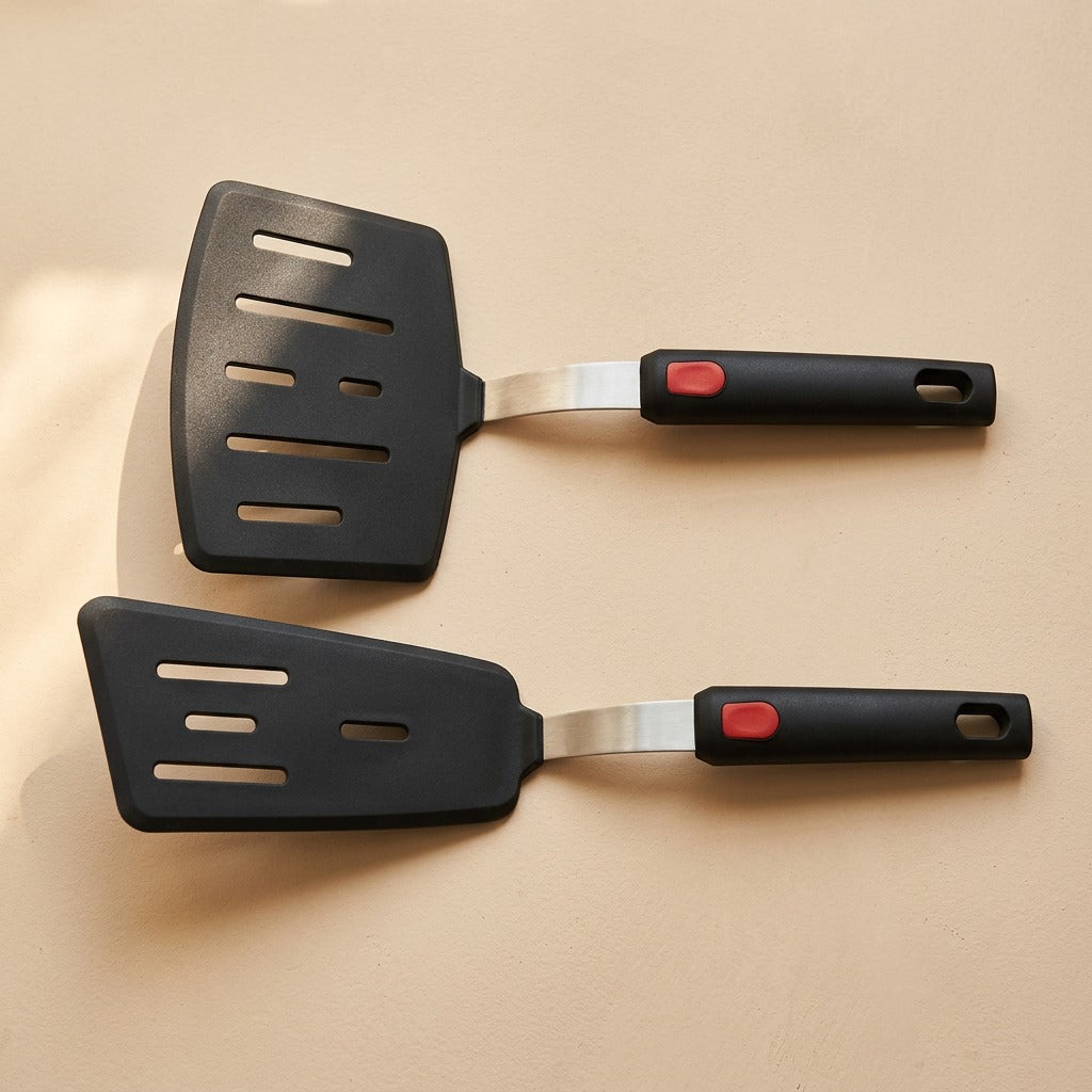 Steelstir™ Stainless Steel Handle Silicone Kitchen Utensil Set, material and detail close-up
