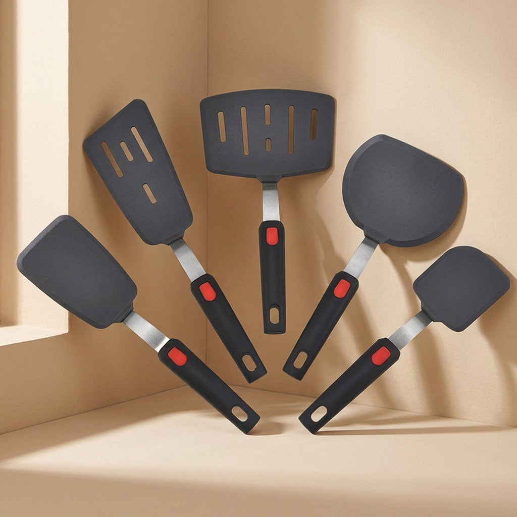 Steelstir™ Stainless Steel Handle Silicone Kitchen Utensil Set