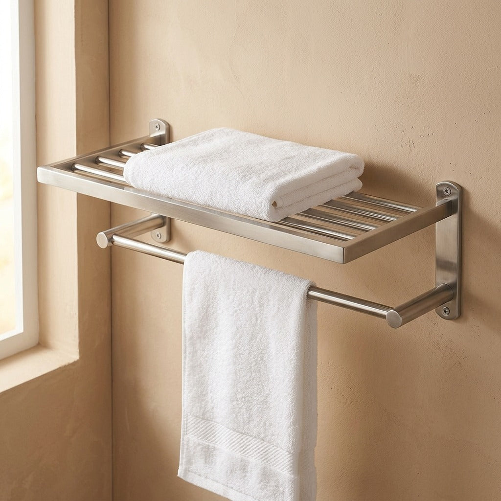Towelspan™ Stainless Steel Bathroom Towel Rack, material and detail close-up