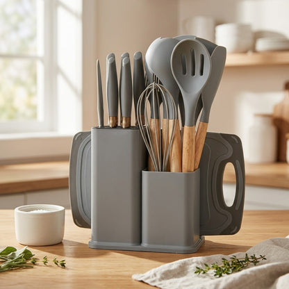 Simmerflex™ 19-Piece Silicone Kitchen Tools, styled close view