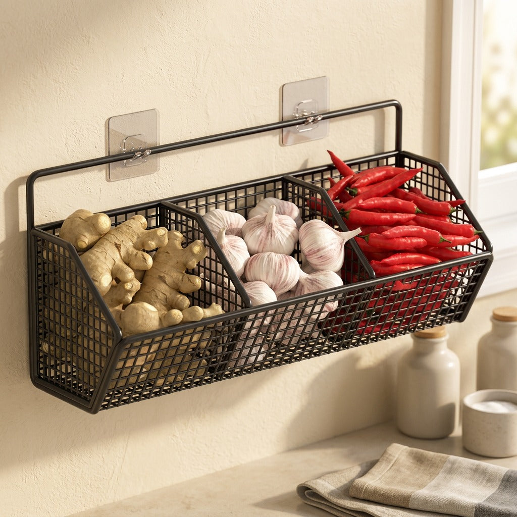 Ironperch™ Iron Wall Hanging Storage Rack, styled close view